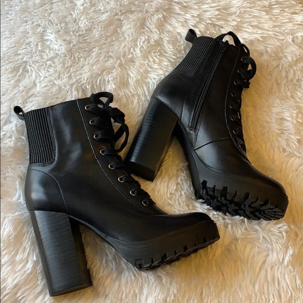 Heeled combat boots